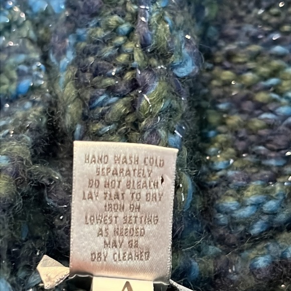 Chico's Hooded Thick Wool Green/Blue Sweater Jacket Chico's Size 3/US Size XL - Picture 9 of 11